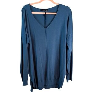 Rachael Blue V-Neck‎ Knit Sweater  2X/3X NWT Plus Long Sleeve Minimalist Classic
